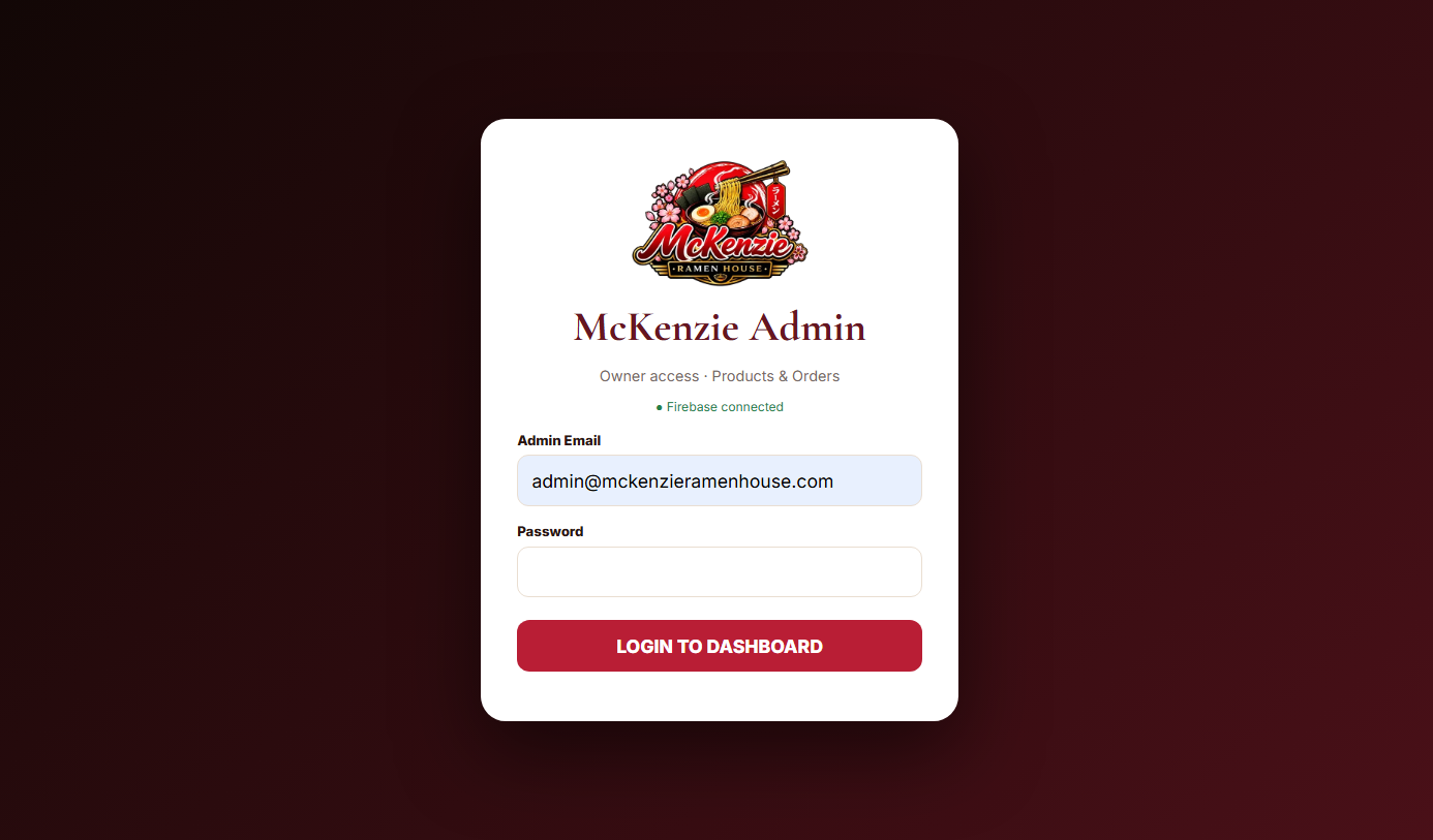 Admin Login — McKenzie Ramen House
