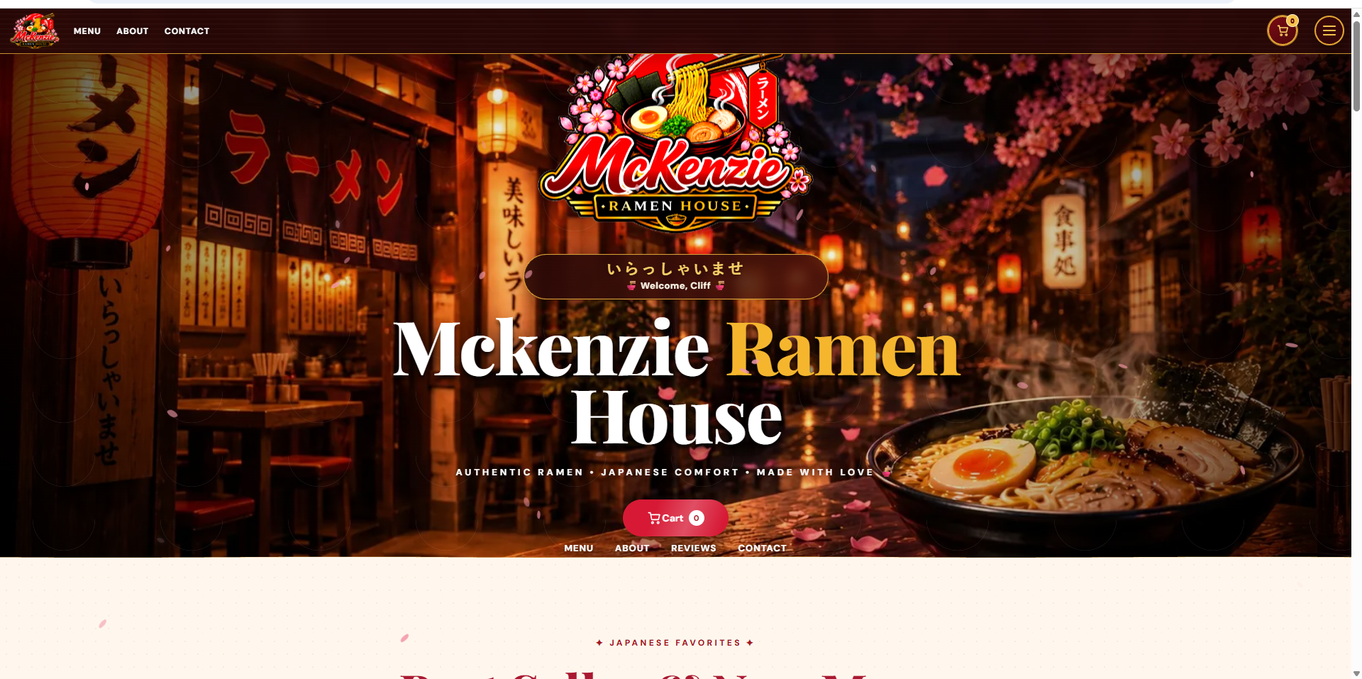 Customer Website — McKenzie Ramen House